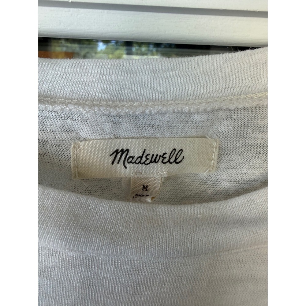 Madewell  off-white women med T-shirt and /knotted tie-front design - Picture 2 of 5